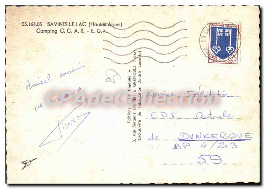 Camping C.C.A.S. - SAVINES-LE-LAC (Hautes-Alpes) — Éditions « La Cigogne » — n° 05.164.05 — Back