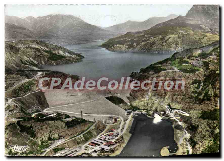 See und Staudamm von SERRE-PONÇON (Hautes-Alpes) — Allgemeiner Blick — Schloss Tallard — Verlag: Cramy