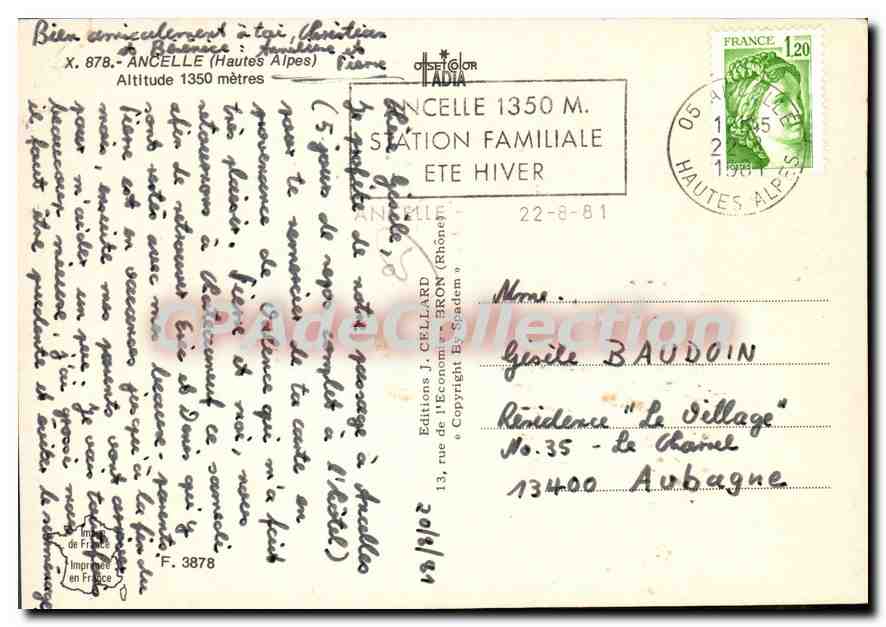 Ancelle (Hautes-Alpes) — Station familiale été hiver — Éditions J. Cellard — Back