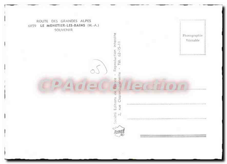 Monetier-les-Bains — Souvenir de — Société Éditions de Epice — Back