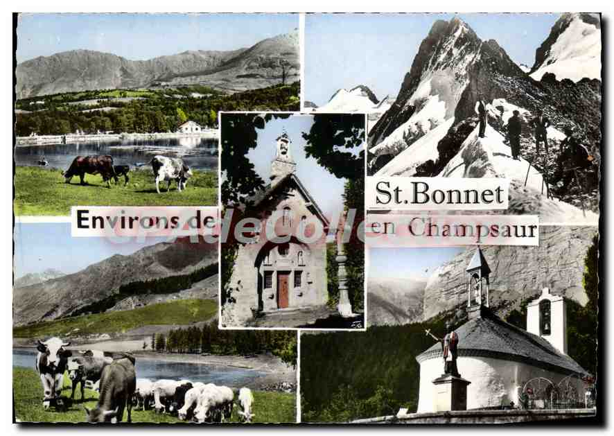Antike Ansichtskarte Hochalpen Umgebung von S Bonnet en Champsaur See von l'Aullagnier der Gioberney Kapelle