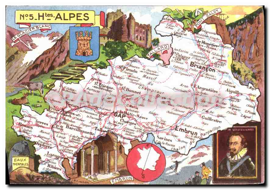 Hautes-Alpes — Formé en 1780 d'une partie du Dauphiné et d'un petit morceau de la Provence — Éditeur : Blondella & Rougier, Paris