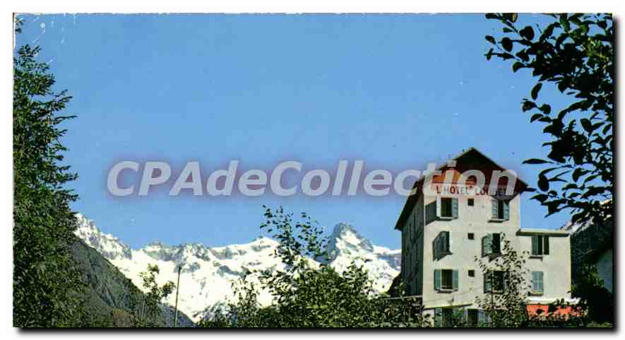 Antike Ansichtskarte Hautes Alpes St Jacques le Sechier in Valgaudemar St Firmin der ruhige Winkel Hotel Loubet im Hintergrund der Nationalpark