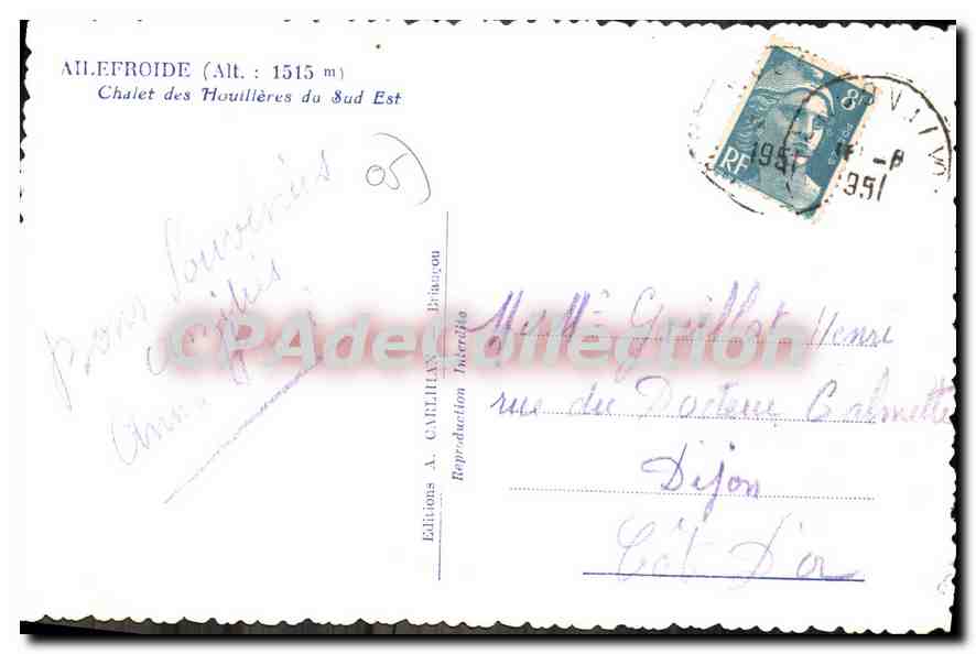 Aillefroide — Chalet der Südost-Kohlegruben — Editions A. Cavelian — Rückseite