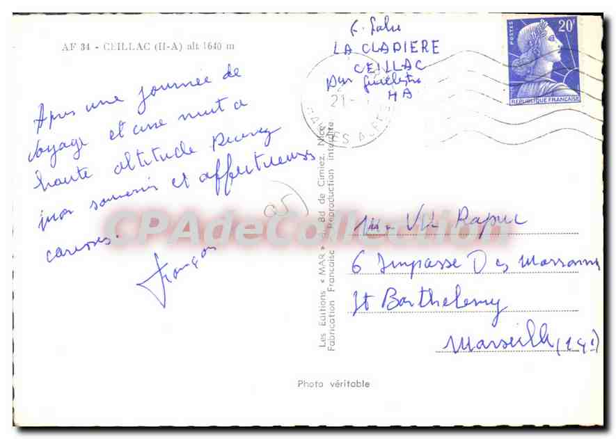 Ceillac — Souvenir de Ceillac — Éditions « MA » — Back