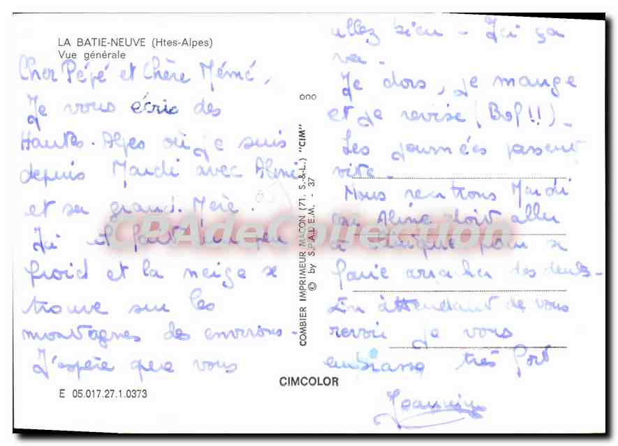 La Batie-Neuve (Hautes-Alpes) — Allgemeiner Blick — Drucker Combier (71, S.A.L.) — Rückseite