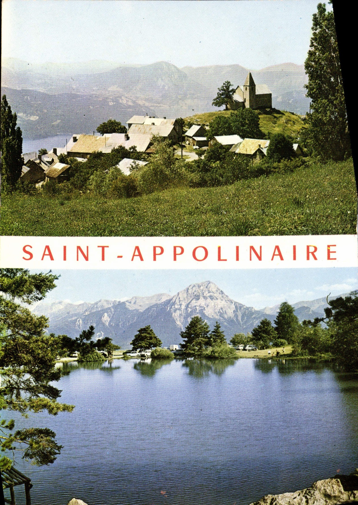 Saint-Appolinaire — vue du lac et du village avec église — Éditions des Alpes