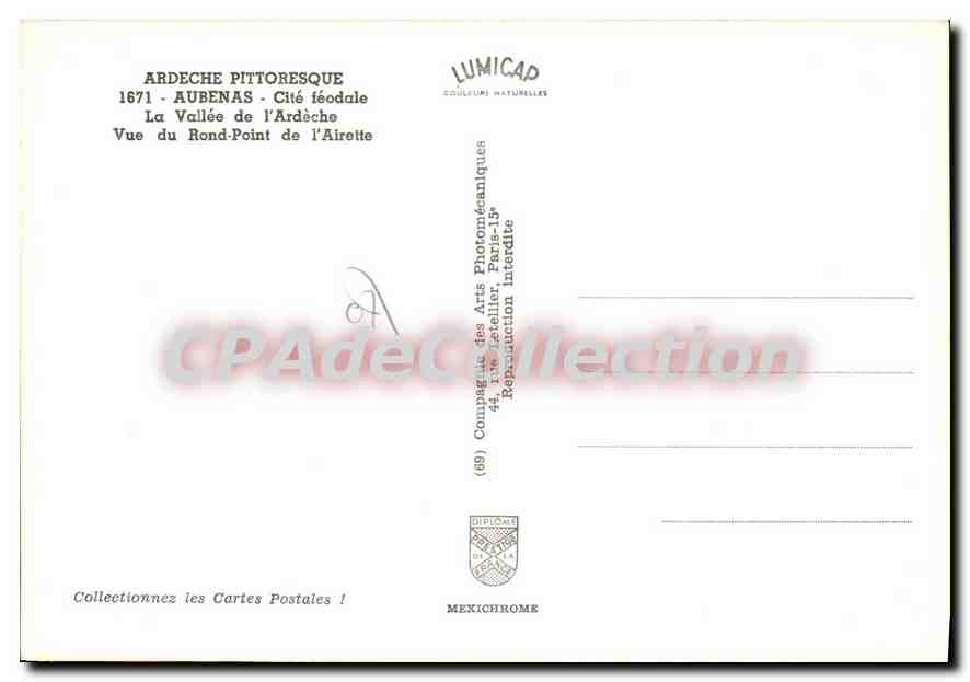 Aubenas - Cité féodale — Vue du Rond-Point de l'Airette — Éditeur LUMICAP — Reverso