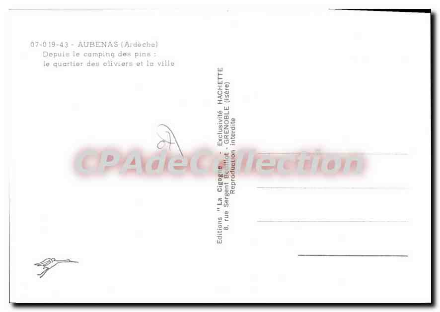 CPA Aubenas Ardeche Depuis le Camping des pins le quartier des olivers et la ville  — Rückseite