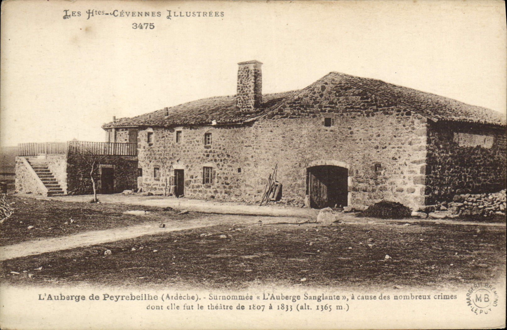 L'Auberge de Peyrebeille (Ardeche) — Surnommée « L'Auberge Sanglante » — Les Htés-Cévennes Illustrées 3475