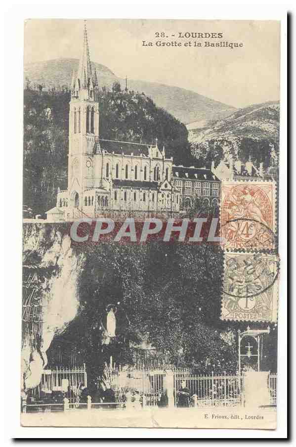 Lourdes CPA La grotte et la basilique