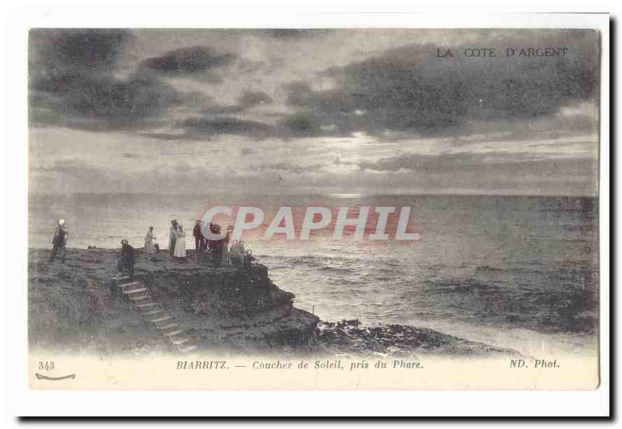 Biarritz — Coucher de Soleil, pris du Phare — La Côte d'Argent, ND. Phot. n°343