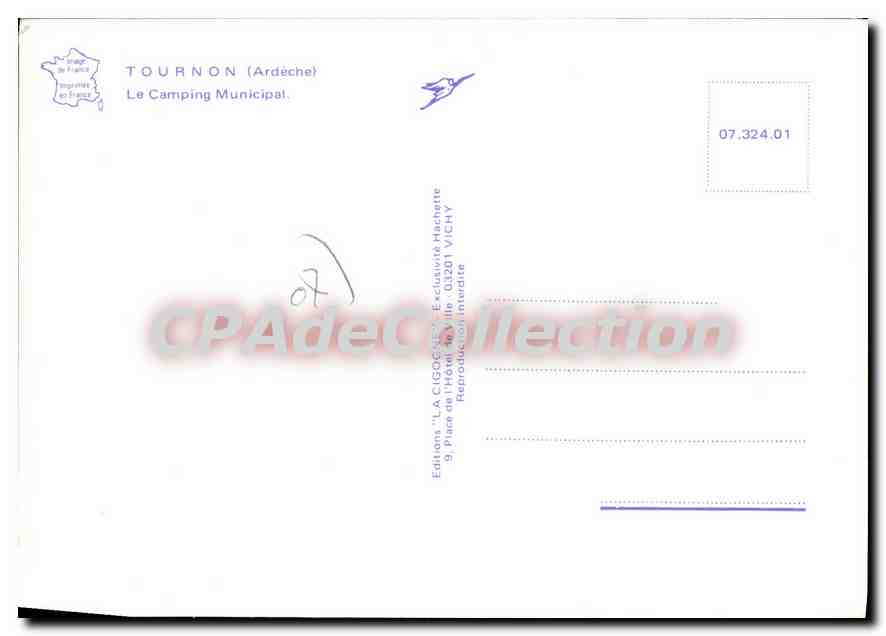 CPA Tournon Ardeche Le Camping Municipal  — Rückseite