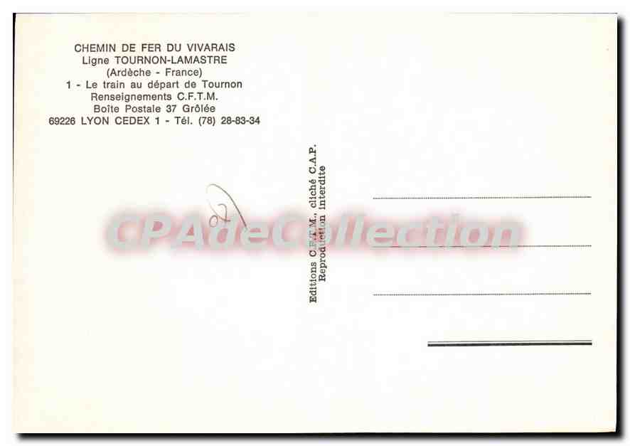 Train à vapeur entre Tournon et Lamastre — avec le Mastrou — Éditions C.F.T.M. — Reverso