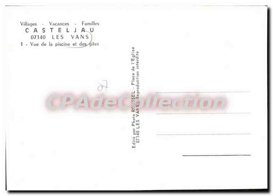 CPA Villages Casteljau Les Vans Vue de la piscine et des gites  — Verso