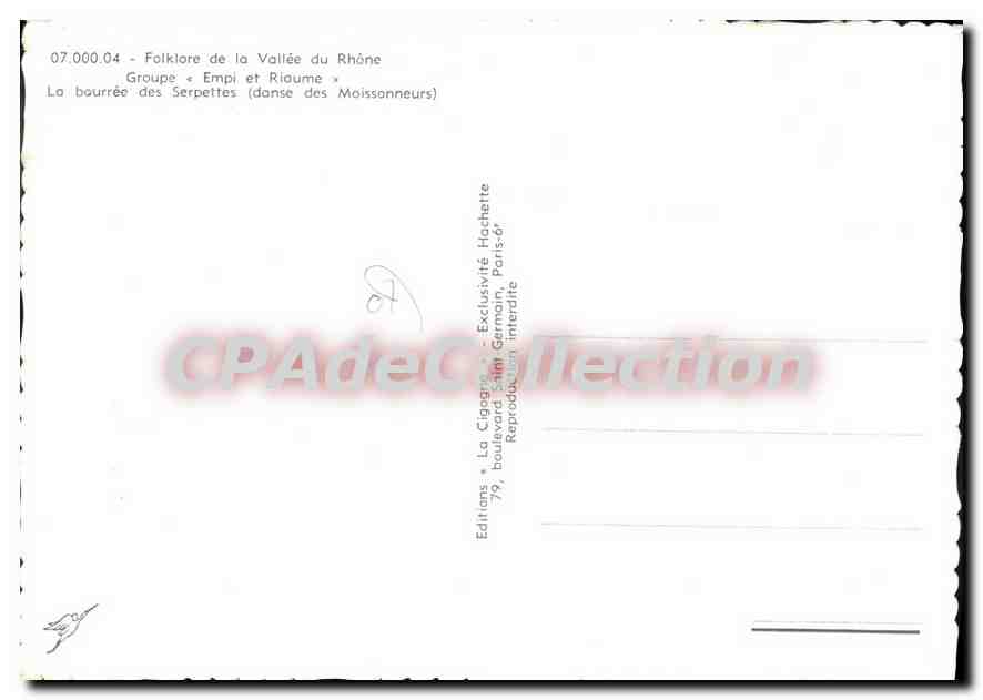 CPA Folklore de la Vallee du Rhone Groupe Empi et Rioume  — Verso