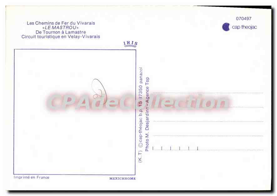 CPA Les Chermins de Fer du Vivarais Le Mastrou De Tournon a Lamastre  — Back