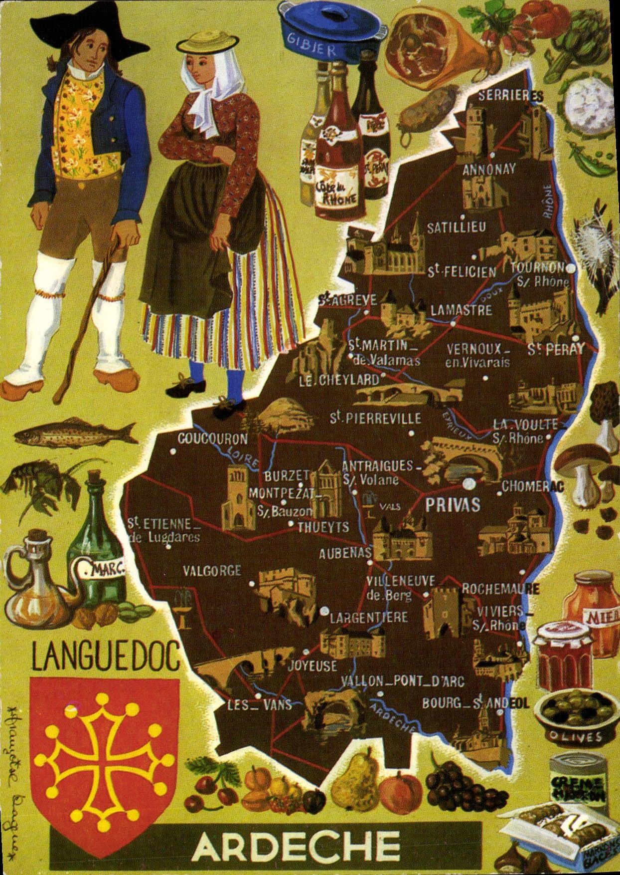 Languedoc et Ardèche — Carte postale touristique — Édition CAP-THÉOJAC