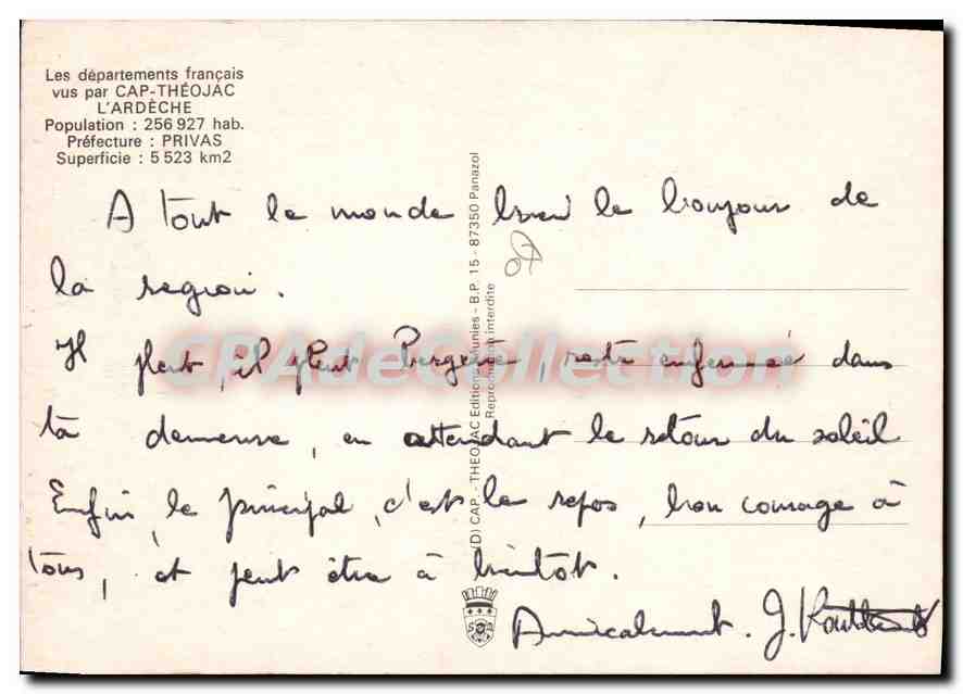 Languedoc et Ardèche — Carte postale touristique — Édition CAP-THÉOJAC — Reverso