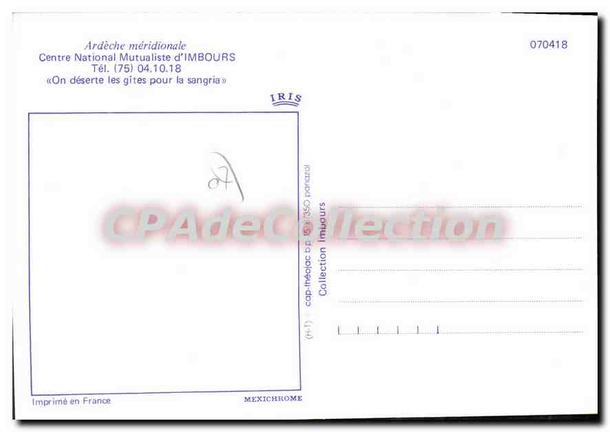 Imbours — Dorf in der Ardèche — Centre National Mutualiste d'Imbours — Rückseite