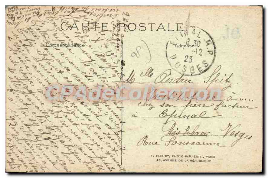Mézières-Charleville — Intérieur de la Gare. Après le départ des Allemands (Novembre 1918). — Edition A.G.D. — Verso