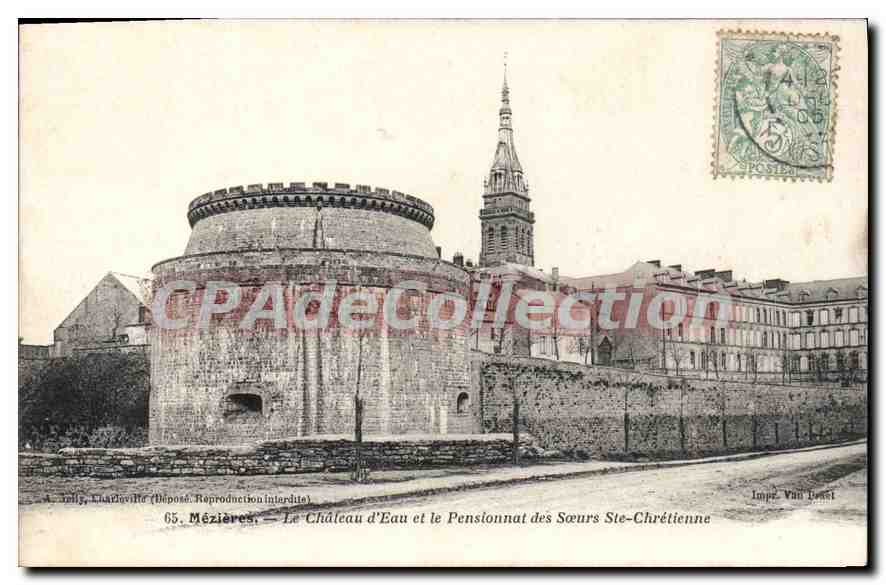 Mézières — Le Château d'Eau et le Pensionnat des Sœurs Ste-Chrétienne — Impr. Van Beest