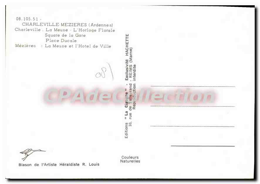 CPA Charleville Mezieres Ardennes Charleville La Meuse Mezieres La Meuse et l'Hotel de Ville  — Rückseite