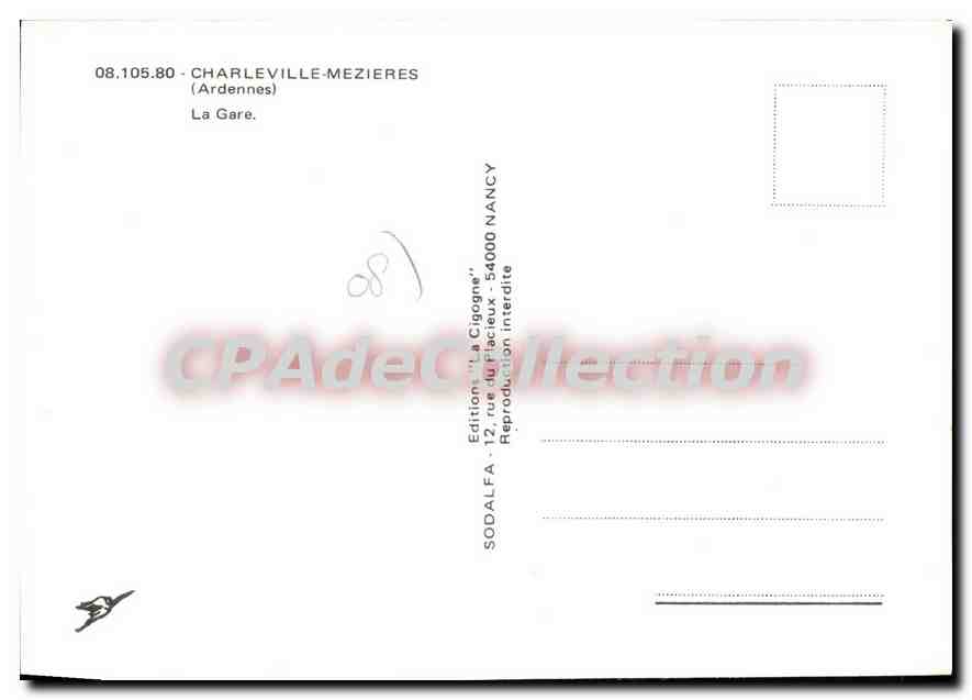 Charleville-Mézières — La Gare — Édition 'La Cigogne' — Rückseite