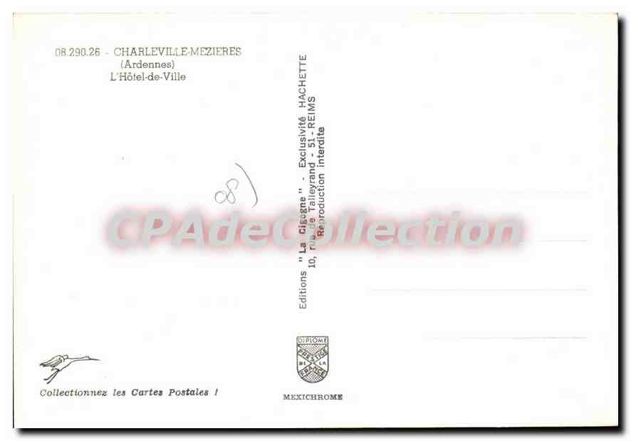 Charleville-Mézières — L'Hôtel-de-Ville — Éditions Hachette — Rückseite