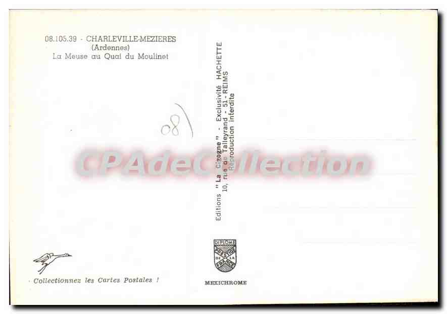 La Meuse au Quai du Moulinet — Charleville-Mézières (Ardennes) — Éditions Hachette — Rückseite