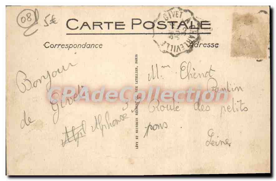 CPA Givet  Le Fort de Charlemont et le Grand Quartier  — Rückseite