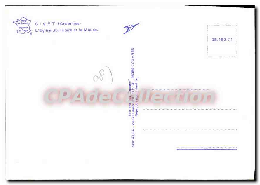 CPA Givet  Ardennes L'Eglise St Hilaire et la Meuse  — Rückseite
