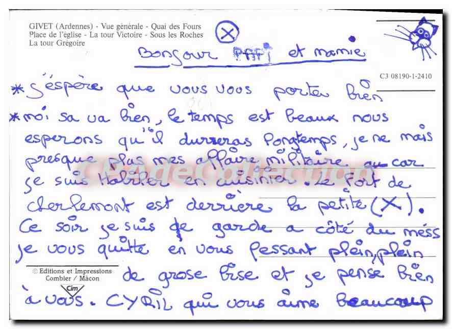 CPA Givet  Ardennes Vue generale Quai des Fours  — Rückseite