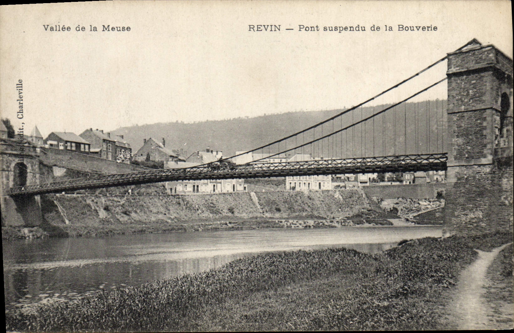 CPA Revin Pont suspendu de la Bouverie 