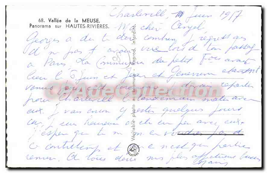 Vallée de la Meuse — Panorama sur Hautes-Rivières — Éditeur : impr. de la Meuse — Rückseite