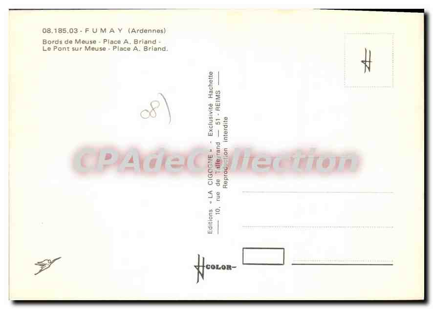 Fumay — Vue panoramique — Editions LA CIGOGNE, Reims — Rückseite