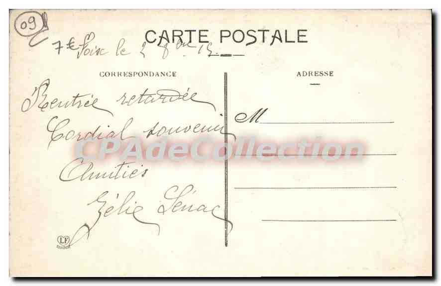 CPA L'Ariege Environs de Foix Vallee de la Barguillere  — Rückseite