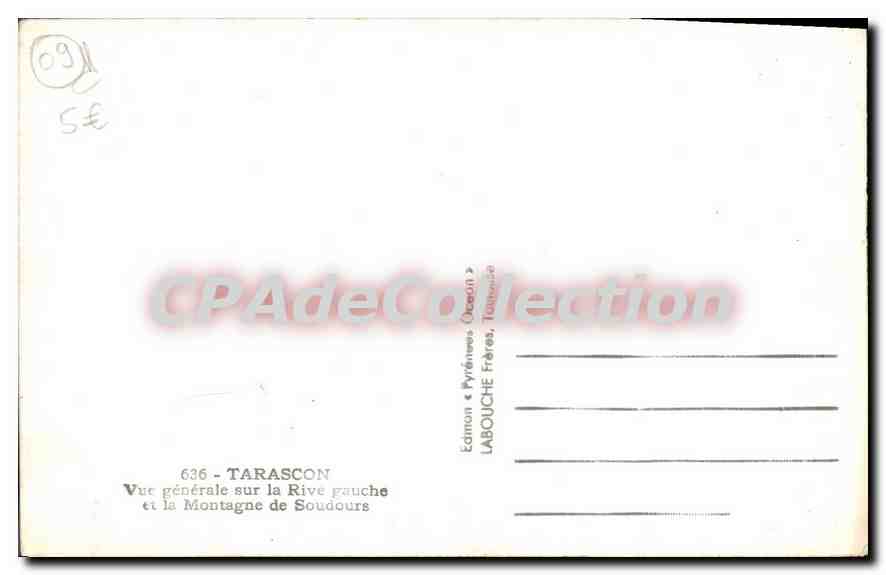 Tarascon — Vue générale sur la Rive gauche et la Montagne de Soudours — Édition Labouche Frères, Tarascon — Reverso