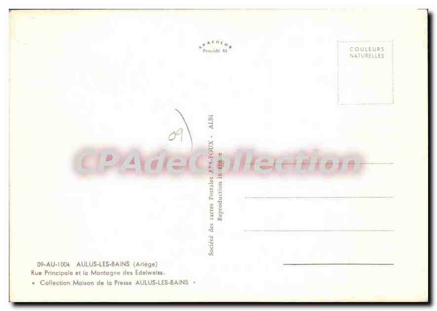 Alilus-les-Bains — Rue Principale et la Montagne des Edelweiss — Société des Cartes Postales APA-FOUX — Reverso