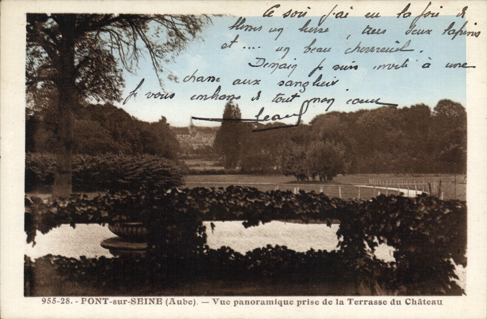 CPA Pont sur Seine Aube Vue panoramique prise de la Terrasse du Chateau 