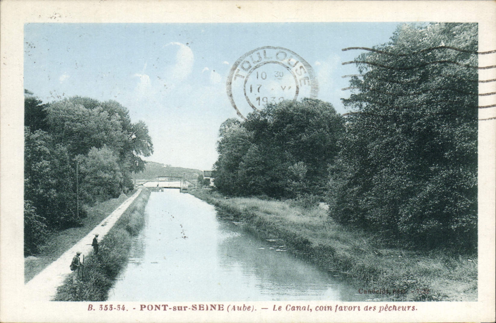 CPA Pont sur Seine Aube Le canal coin favors des pecheurs 