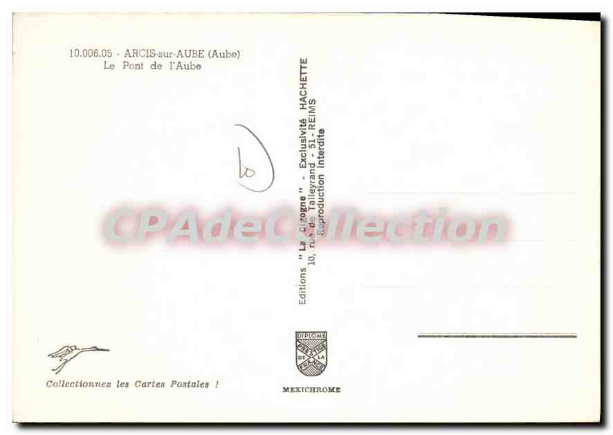 CPA Arcis sur Aube Aube Le Pont de l'Aube  — Back