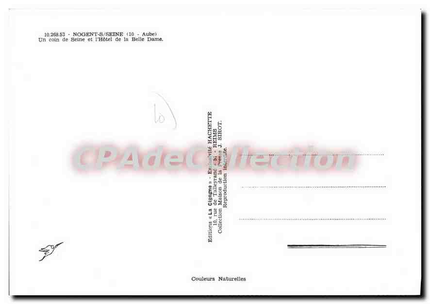 CPA Nogent sur Seine Aube Un coin de Seine et l'Hotel de Belle Dame  — Back