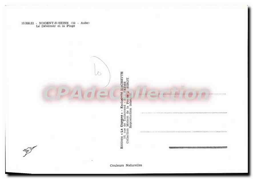 CPA Nogent S Seine Aube Le Deversoir et la Plage  — Back