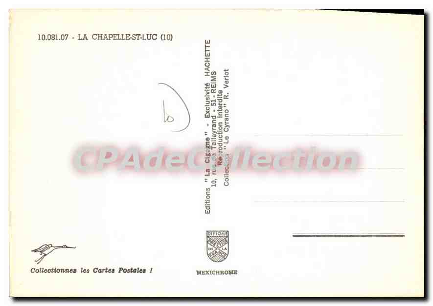La Chapelle-Saint-Luc — vue de la chapelle, d'un bâtiment et de femmes en costume — Éditions Hachette — Verso