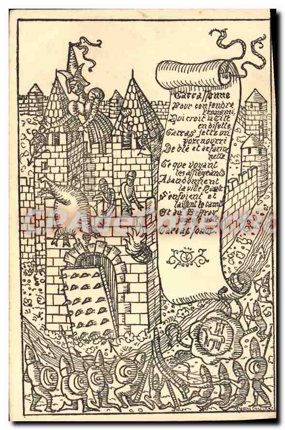 Bataille de Carcassonne — scène historique — Édition Vergnes, Carcassonne - Anverso