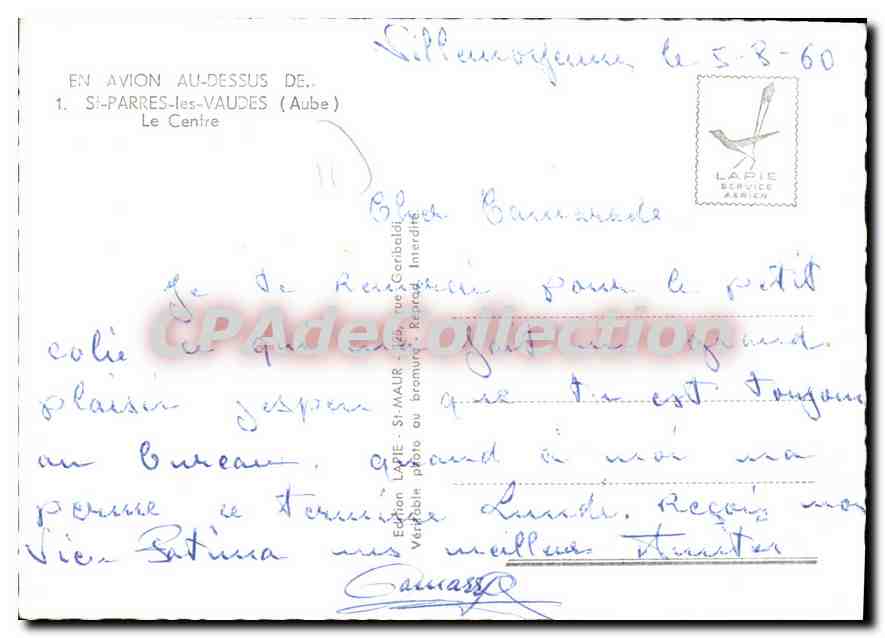 Saint-Parres-les-Vaudez — vue aérienne — Édition Lapie — Reverso