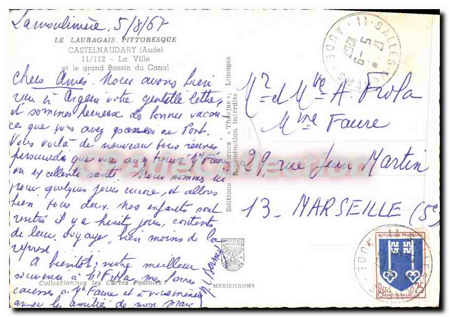 CPA Le Laurarais Pittoresque Castelnaudary Aude  — Rückseite