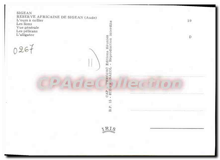 CPA Sigean Reserve Africaine de Sigean Aude  — Rückseite