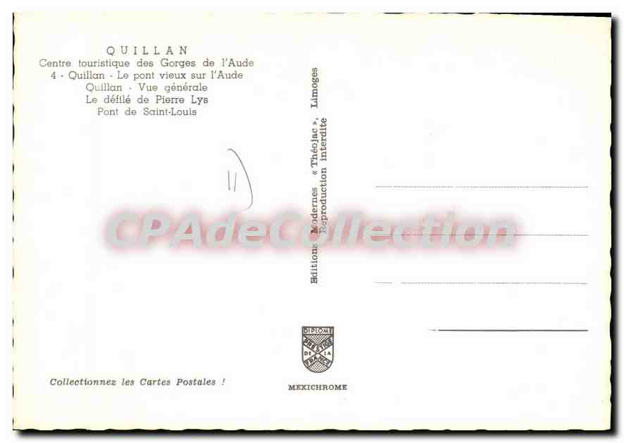 Quillan — Gorges de l'Aude — Éditions Mexichrome — Achterkant